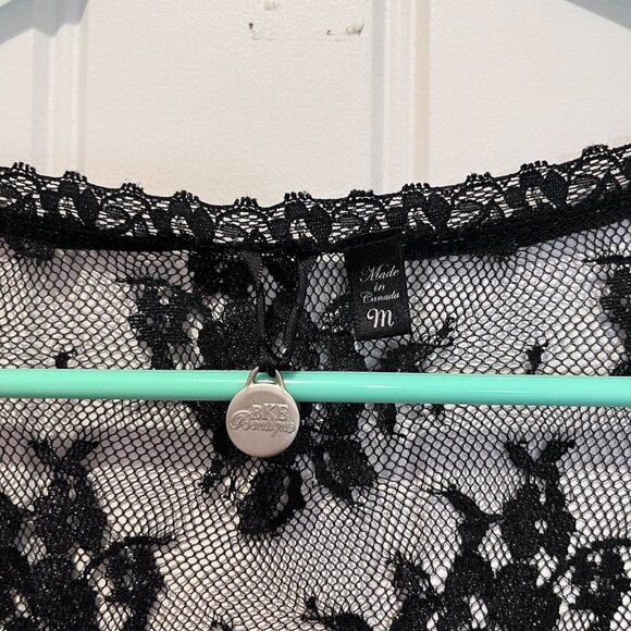 y2k vintage black sheer floral lace gold accent long sleeve top size medium - Picture 5 of 7